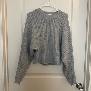 Molly Green - Blue and Tan Textured, Cinch Waist Sweater